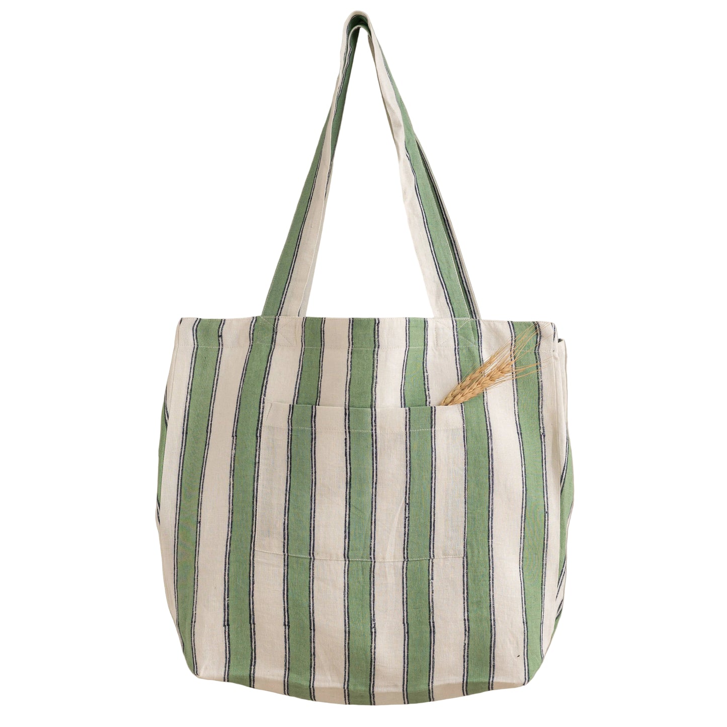 Linen Heritage Green Stripe Tote