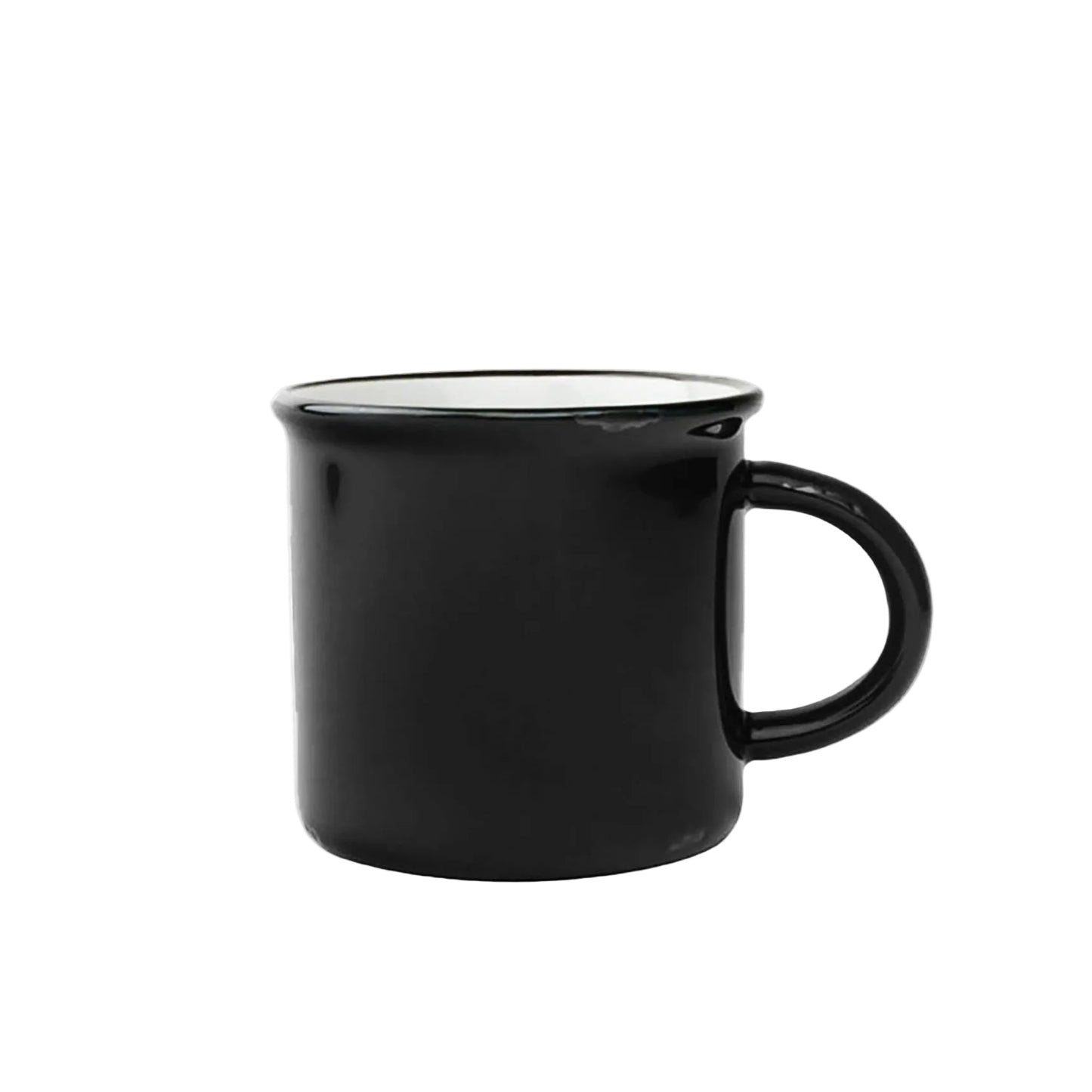Black mug with white interior on a white background