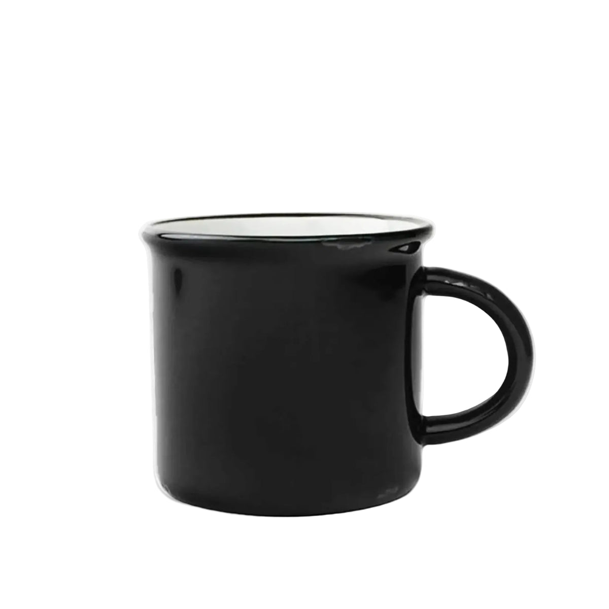 Black mug with white interior on a white background