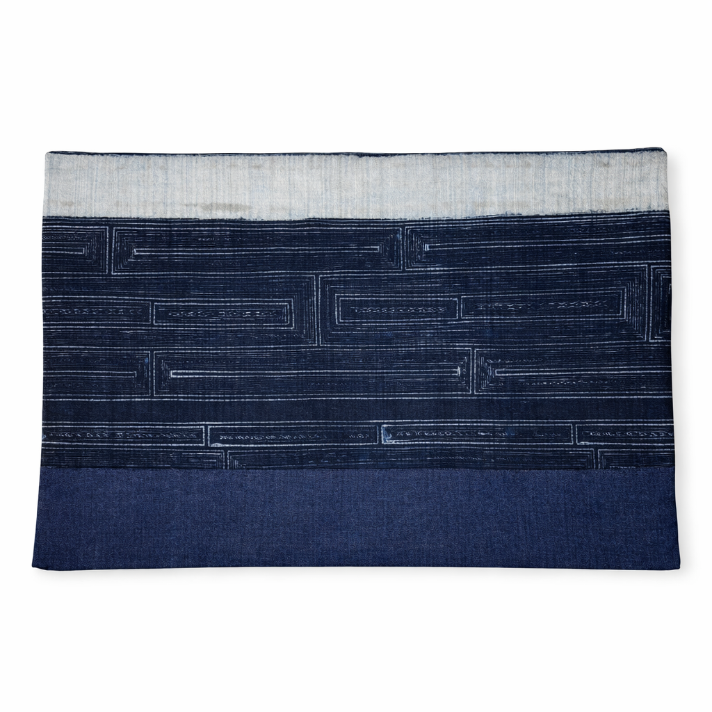 Indigo Batik Hmong + Denim Pillow Cover (16x26)