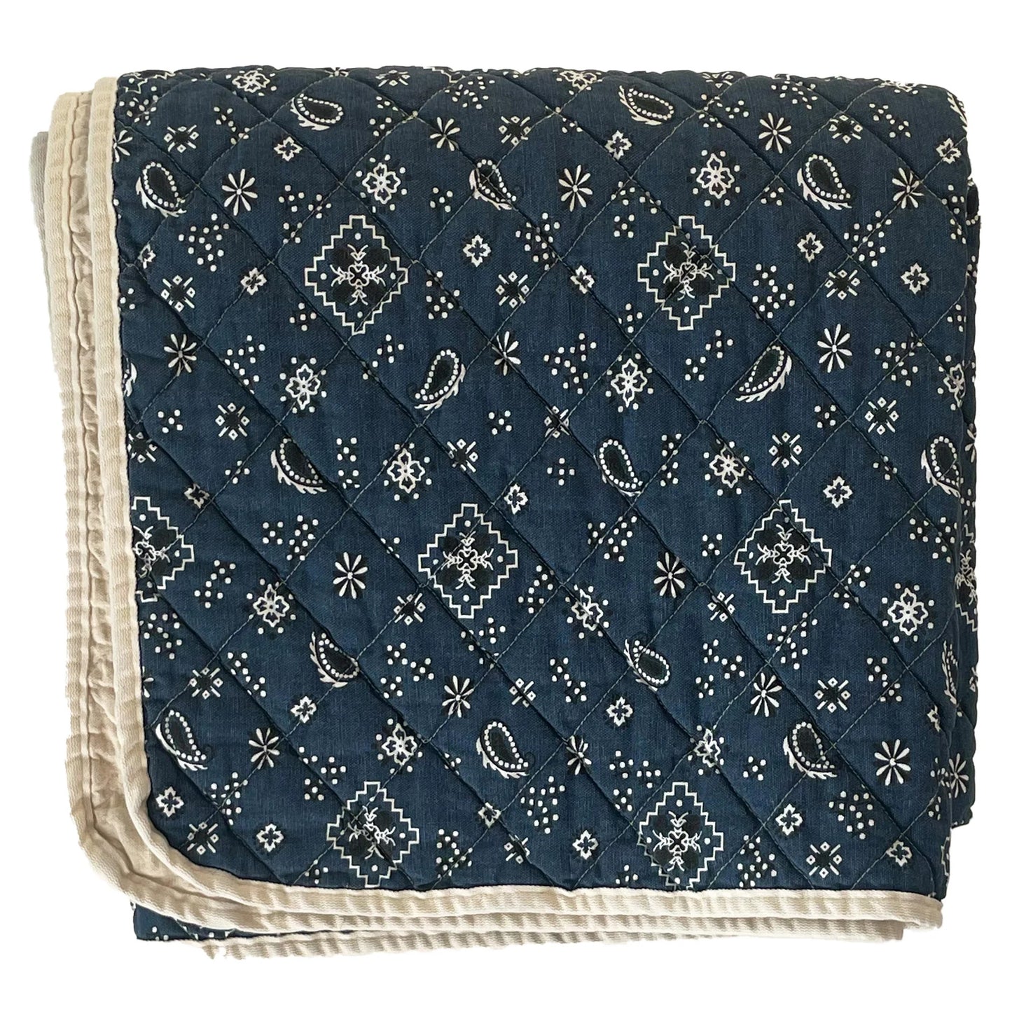 Navy Bandana Printed Throw Blanket