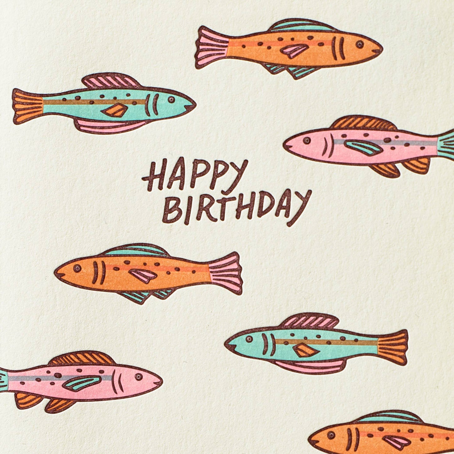 Colorful Fish Birthday - Letterpress Greeting Card