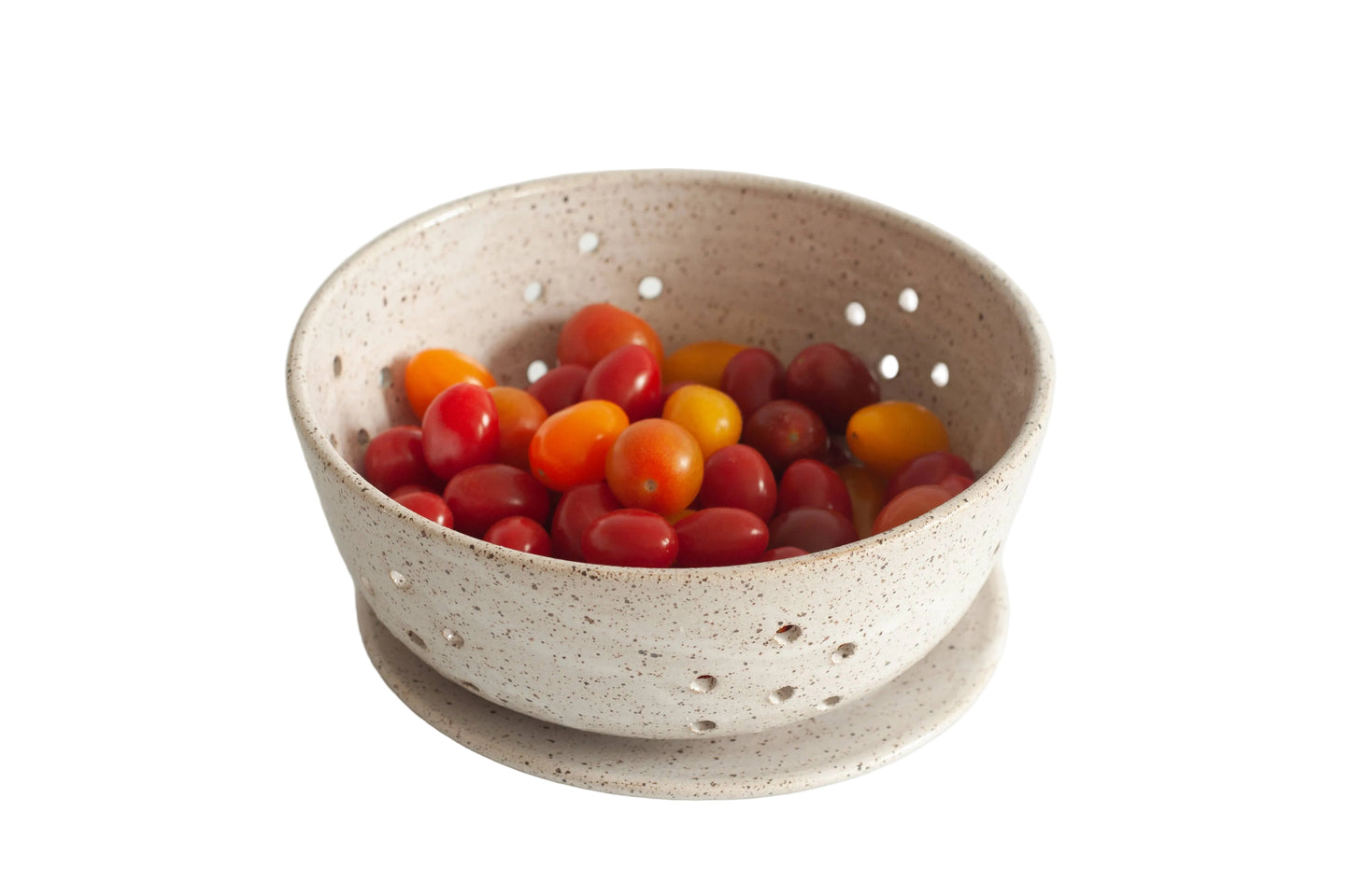 Large Ceramic Berry Bowl with Saucer - White