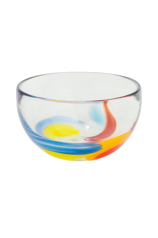 Colorful glass bowl on a white background