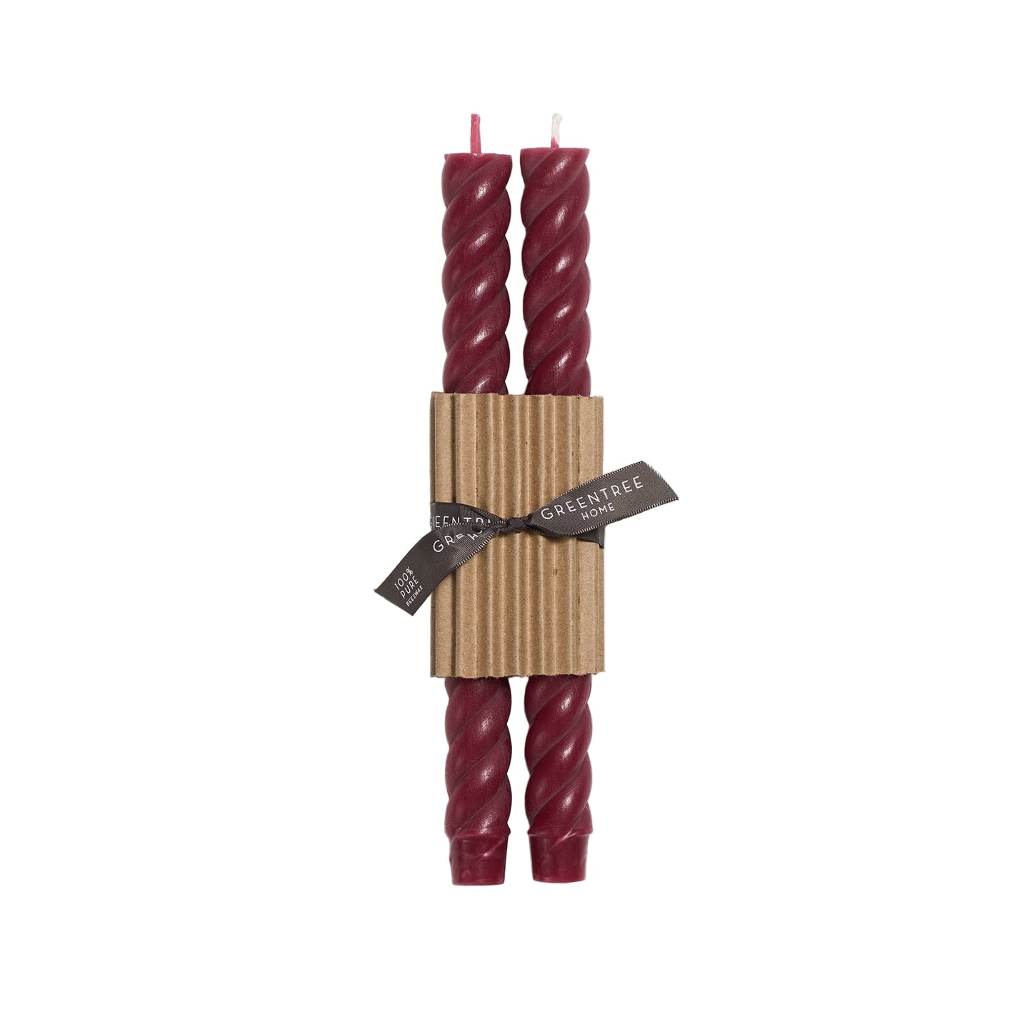 10" Rope Taper Candles: Rhubarb