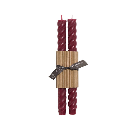 10" Rope Taper Candles: Rhubarb