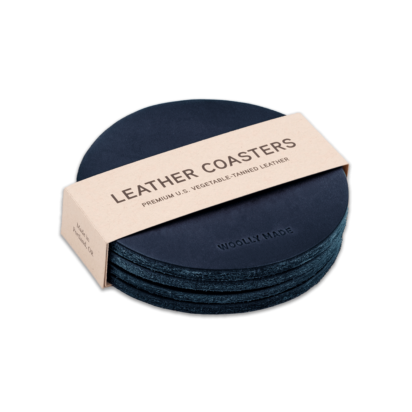 Woolly Made Leather Coasters (Set of 4)