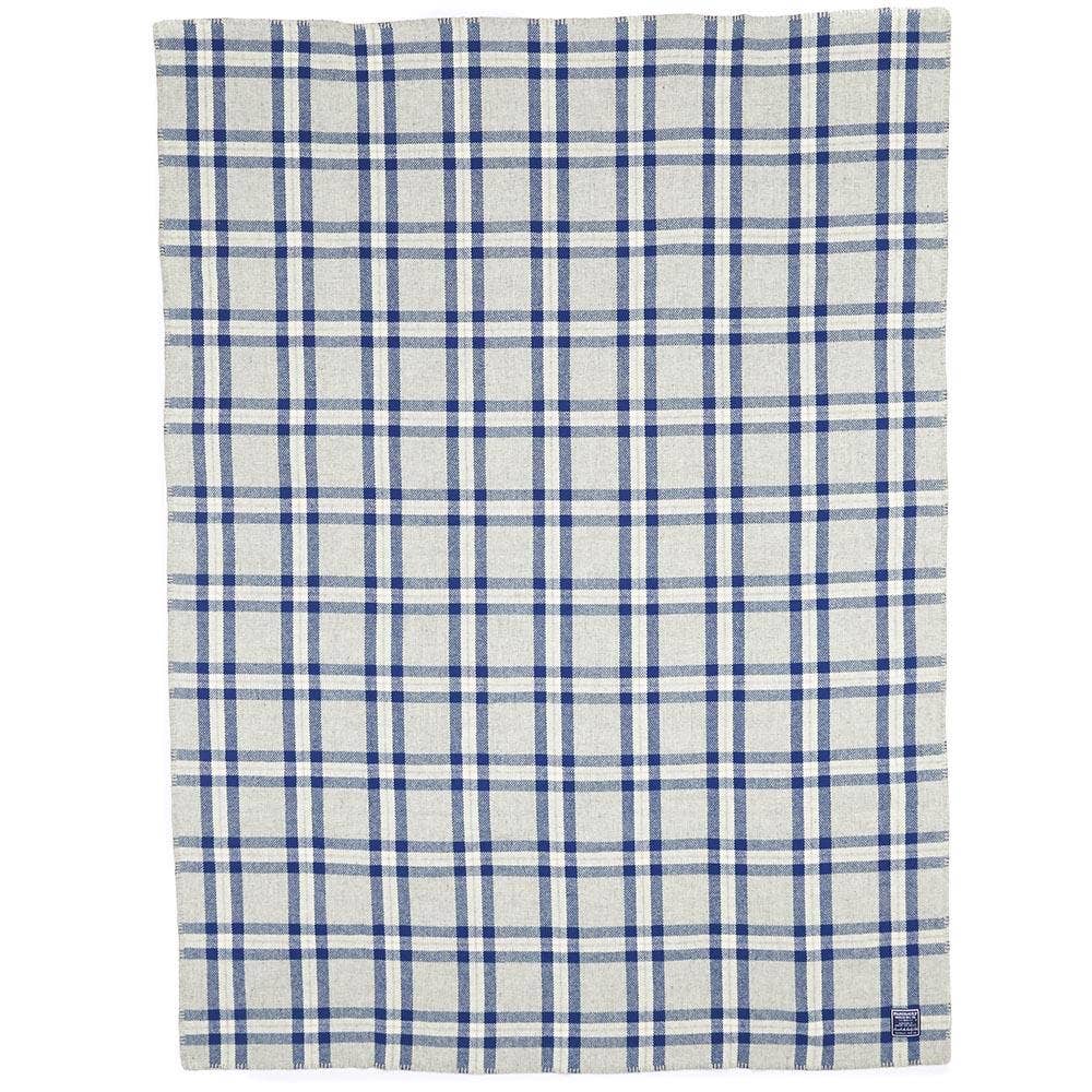 Minnehaha Falls Wool Throw Blanket: Blue/Gray