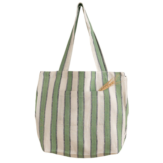 Linen Heritage Green Stripe Tote