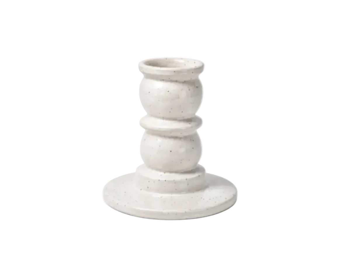Taper Candle Holder - White Speckle