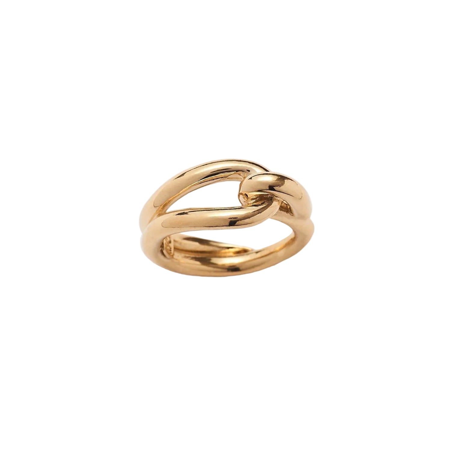 Gold knot ring on a white background