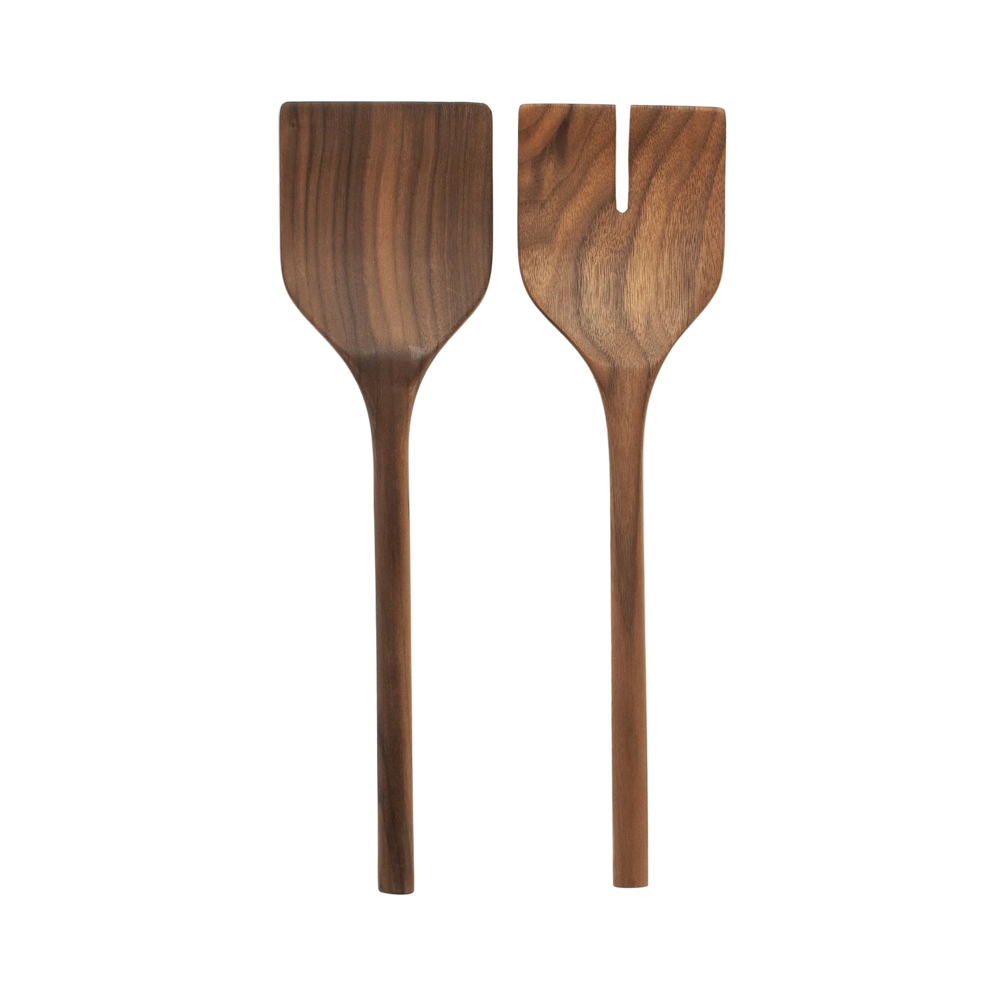 Two wooden spatulas on a white background