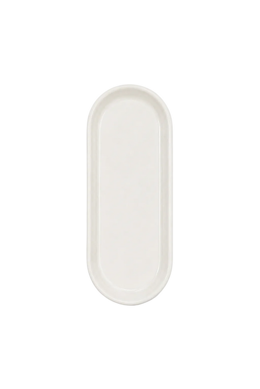 White oval rug on a white background
