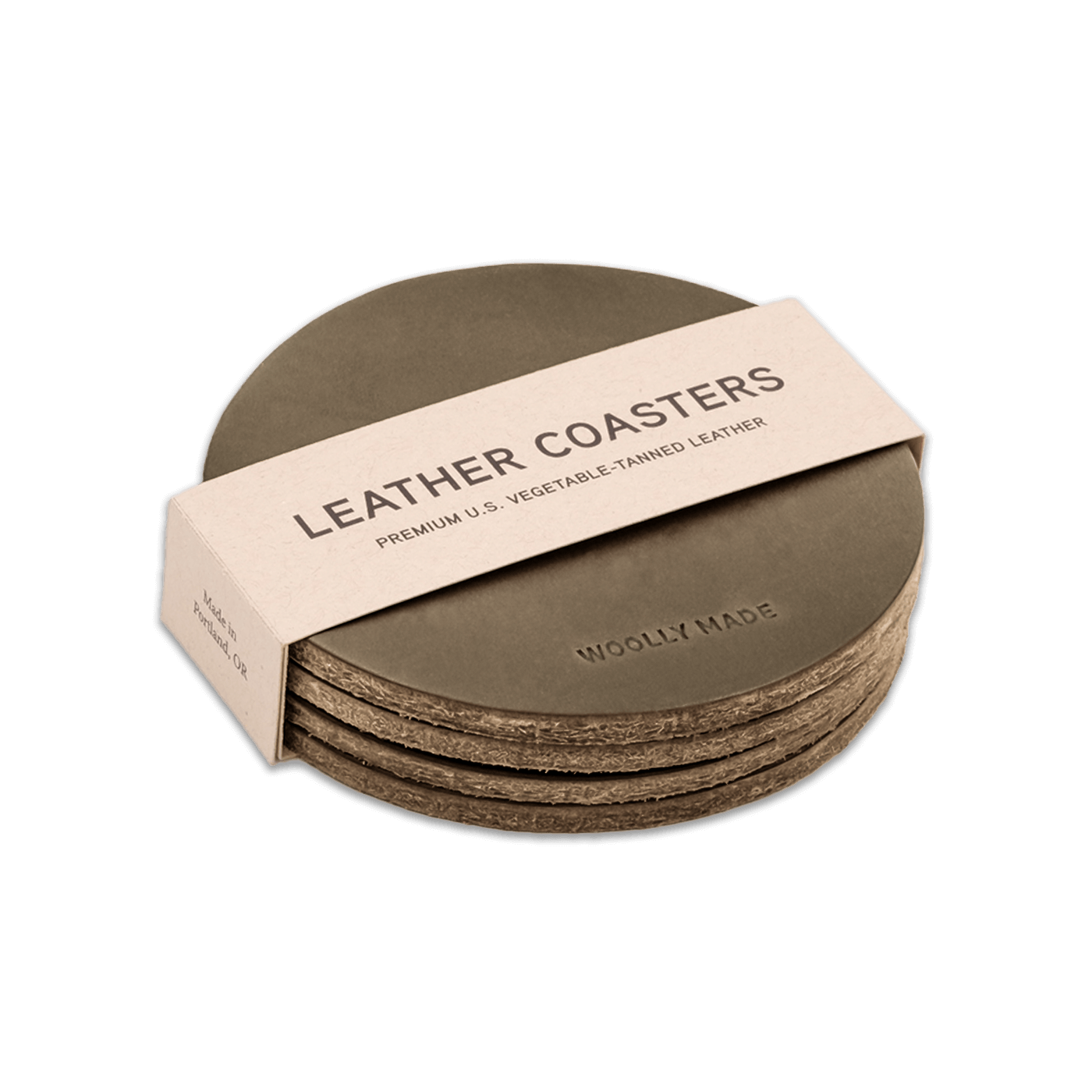 Woolly Made Leather Coasters (Set of 4)