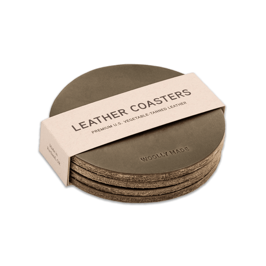 Woolly Made Leather Coasters (Set of 4)