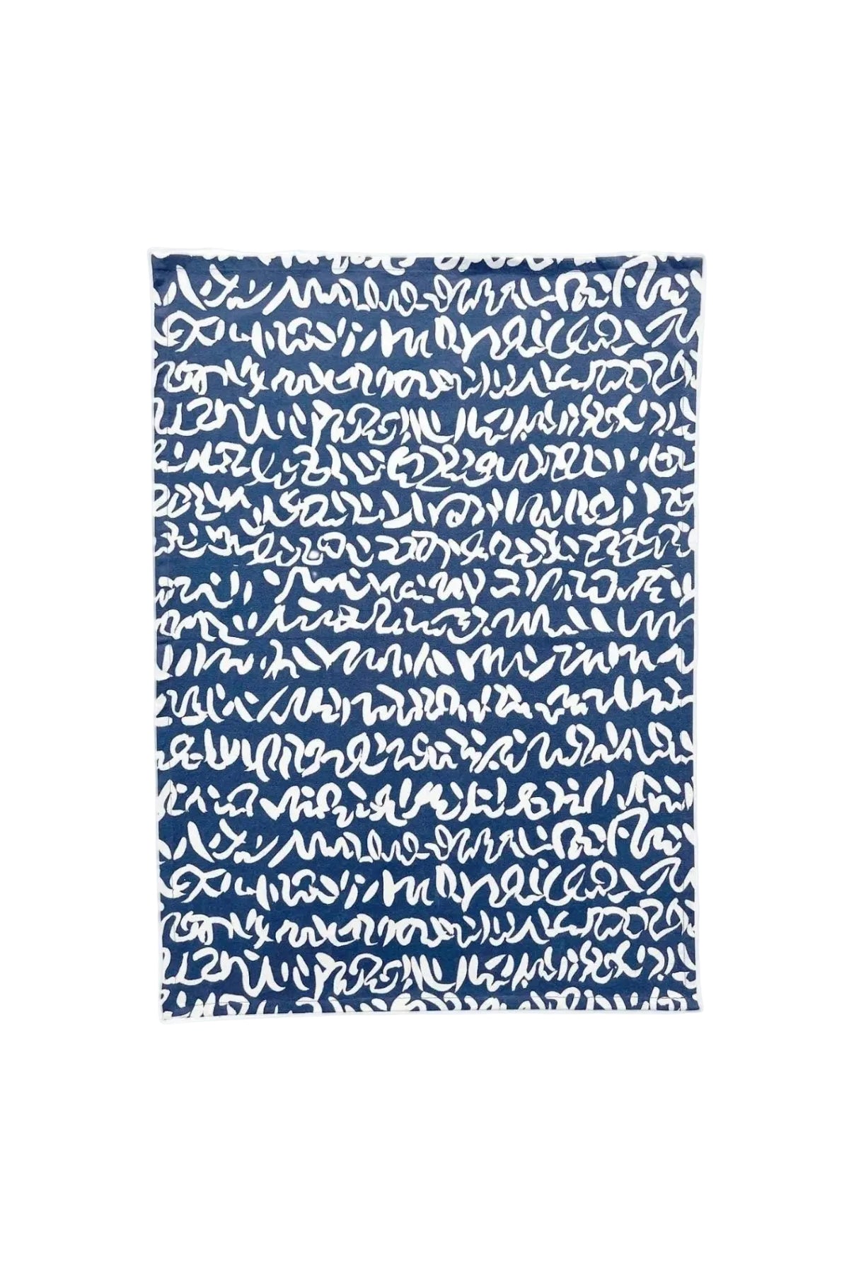 Navy blue fabric with white abstract pattern