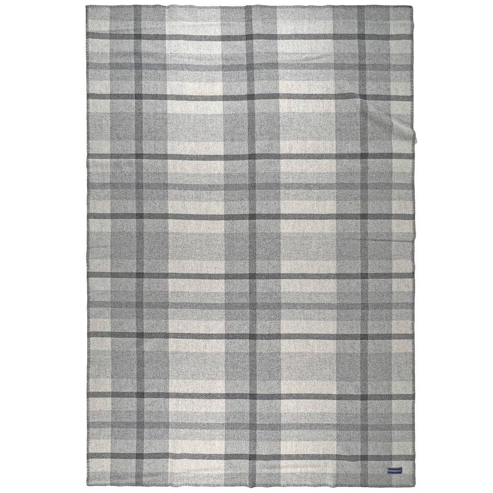 Northfield Plaid Wool Throw Blanket: Gray