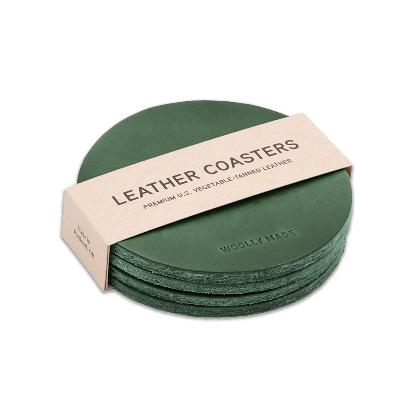 Woolly Made Leather Coasters (Set of 4)