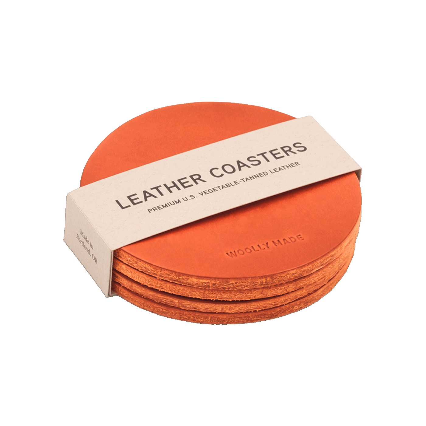 Woolly Made Leather Coasters (Set of 4)