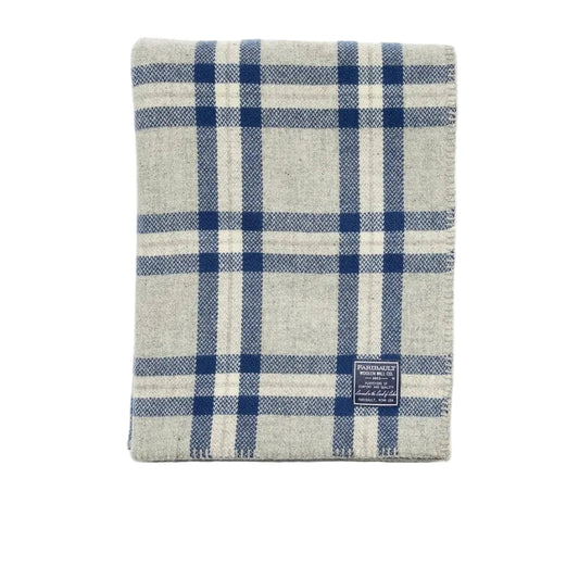 Minnehaha Falls Wool Throw Blanket: Blue/Gray