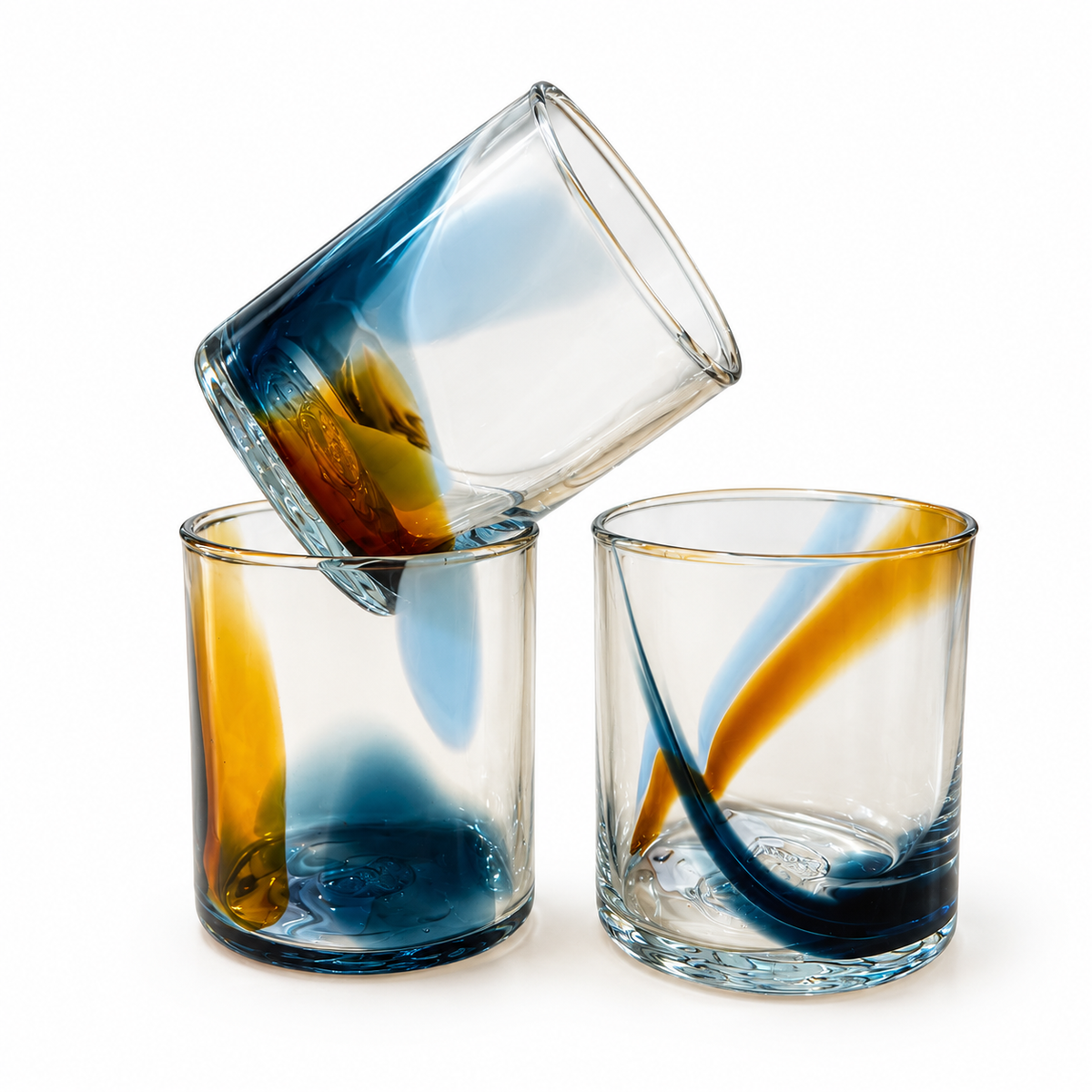 Amber, Mint and Steel Blue Color Splash Cup