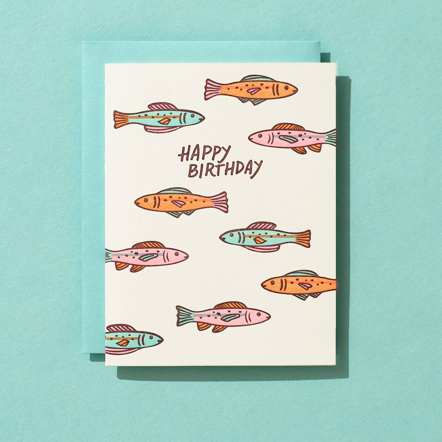 Colorful Fish Birthday - Letterpress Greeting Card