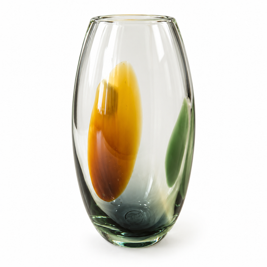 Steel Blue, Amber and British Racing Green Color Splash Vase