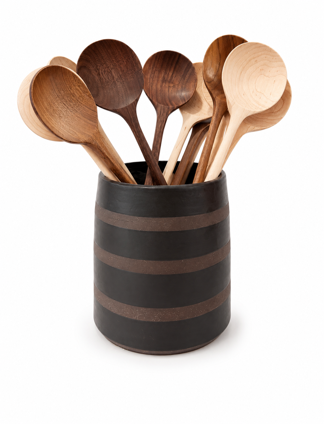 Stripe Collection Utensil Holder - Black