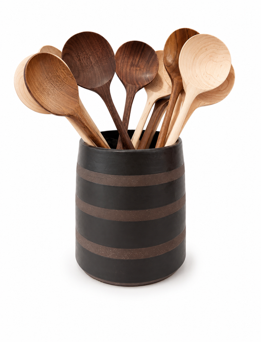 Stripe Collection Utensil Holder - Black