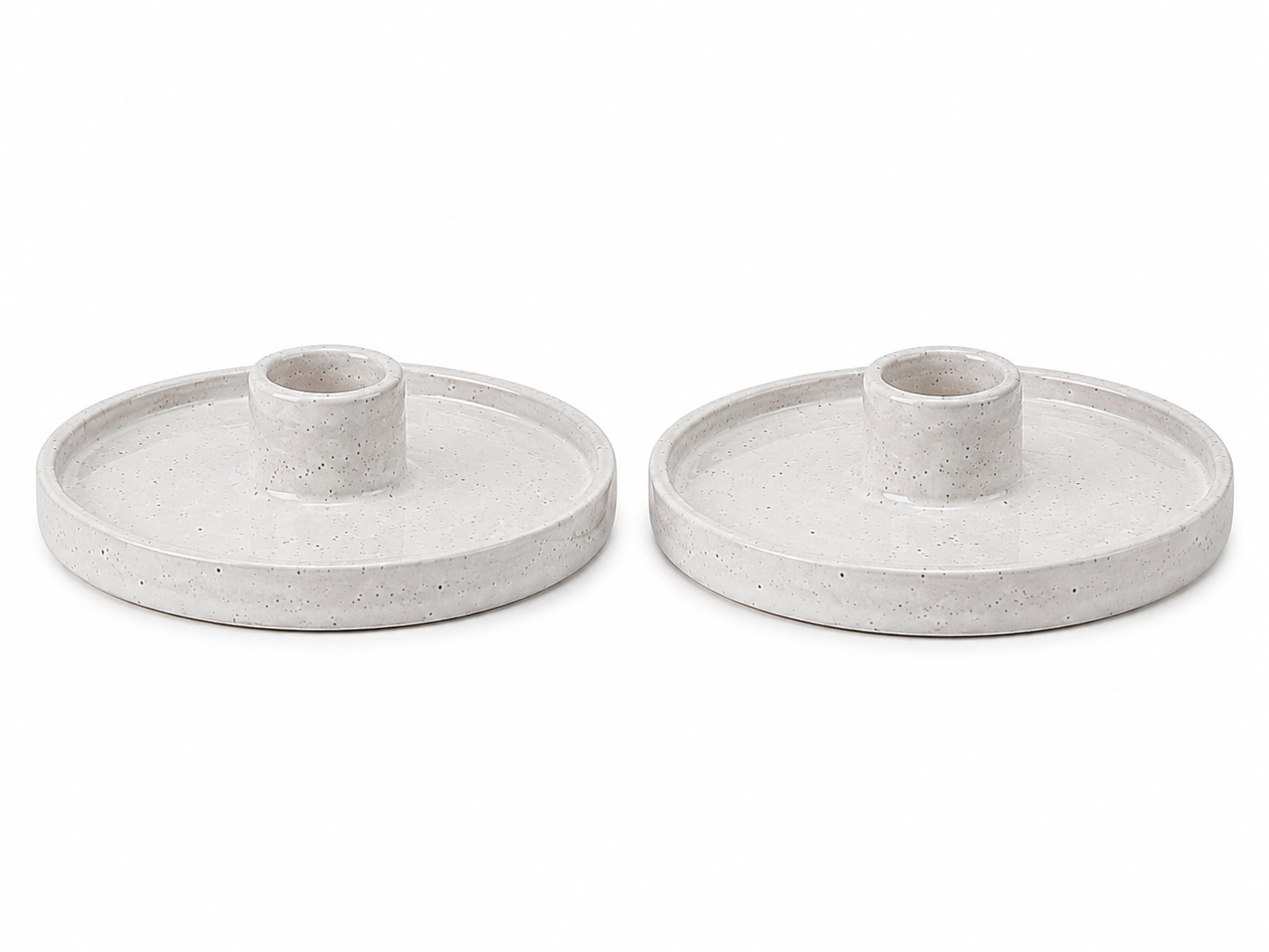 White Speckle Candle Holder
