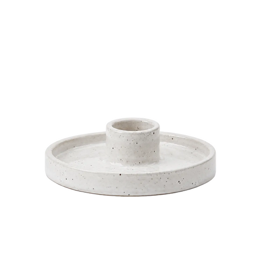 White Speckle Candle Holder