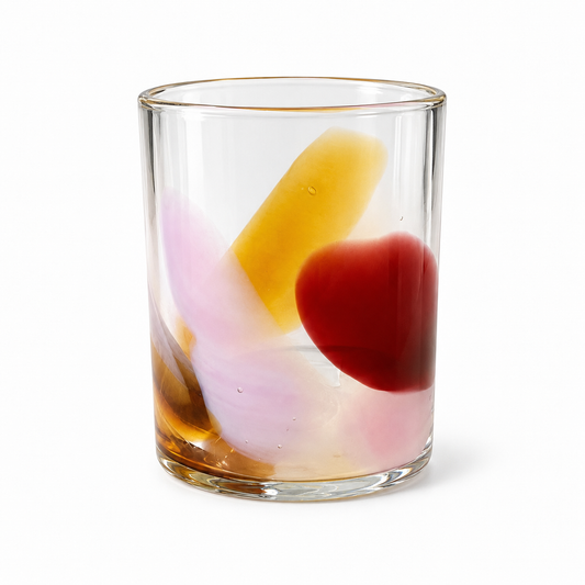 Crimson, Pink and Amber Color Splash Cup