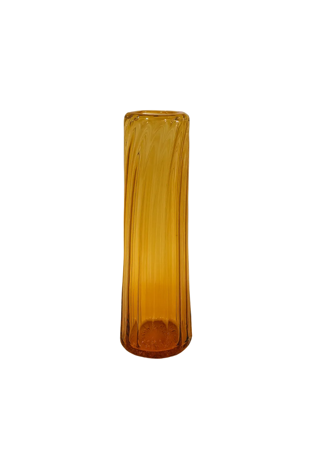 Tall amber glass vase on a white background