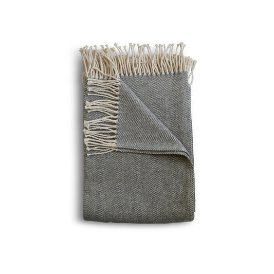 Cotton Herringbone Throw - Cloud