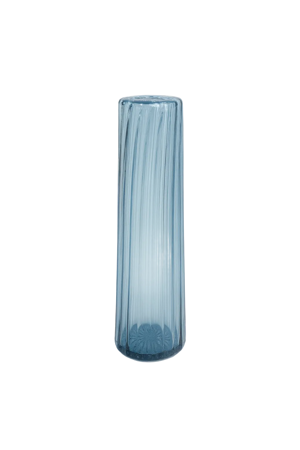 Blue glass vase on a white background