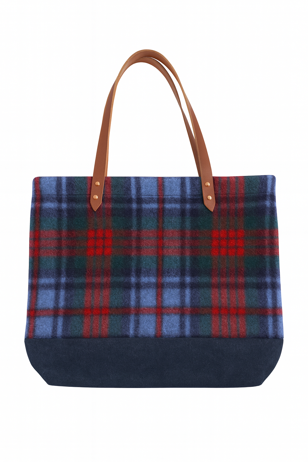 Heritage Plaid Blanket Tote - Green, Red, Light Blue and Navy