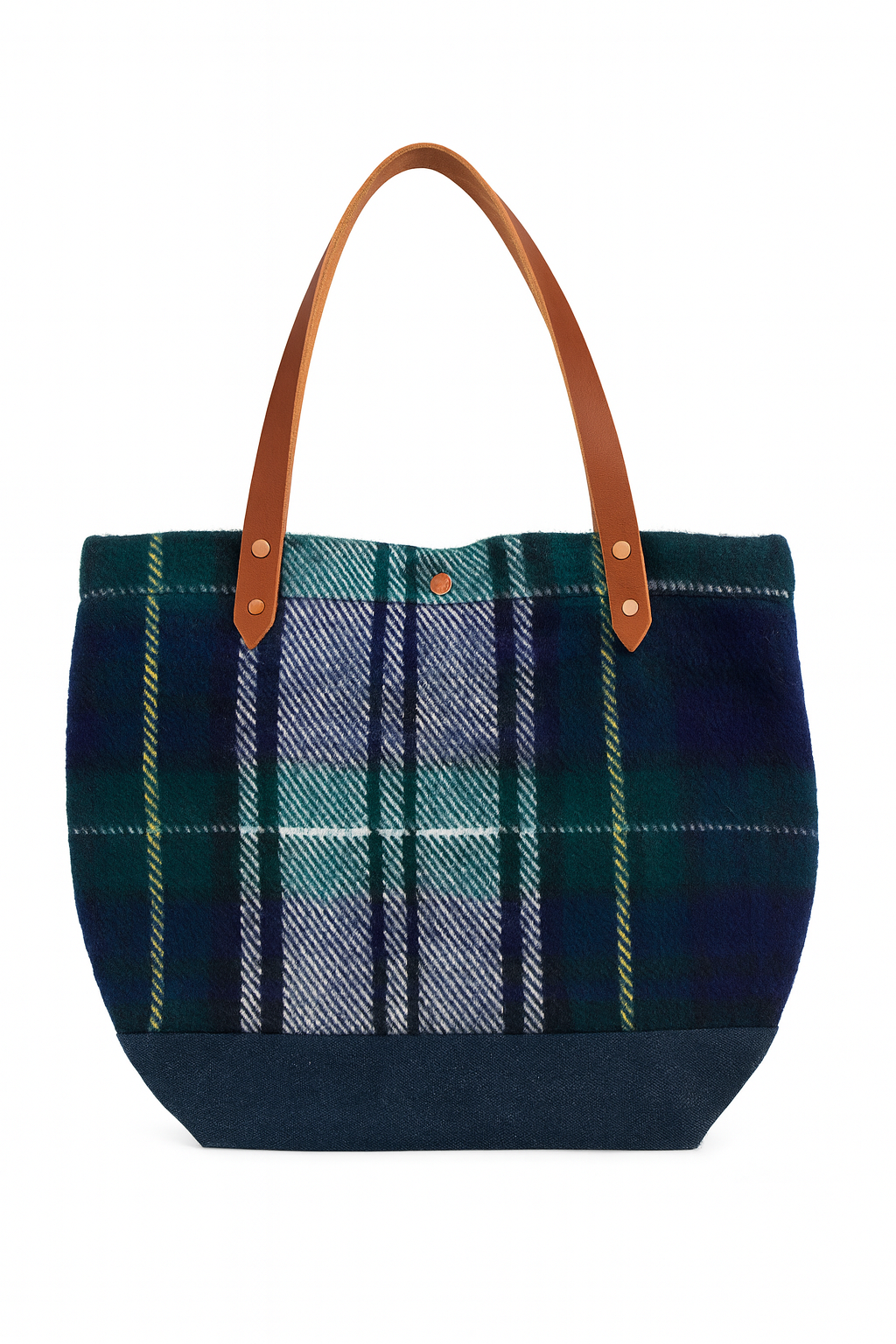 Heritage Plaid Blanket Tote - Navy, Green and White