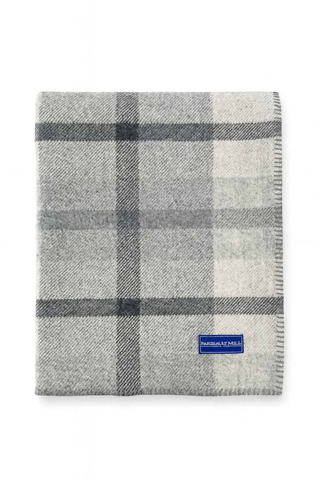 Northfield Plaid Wool Throw Blanket: Gray