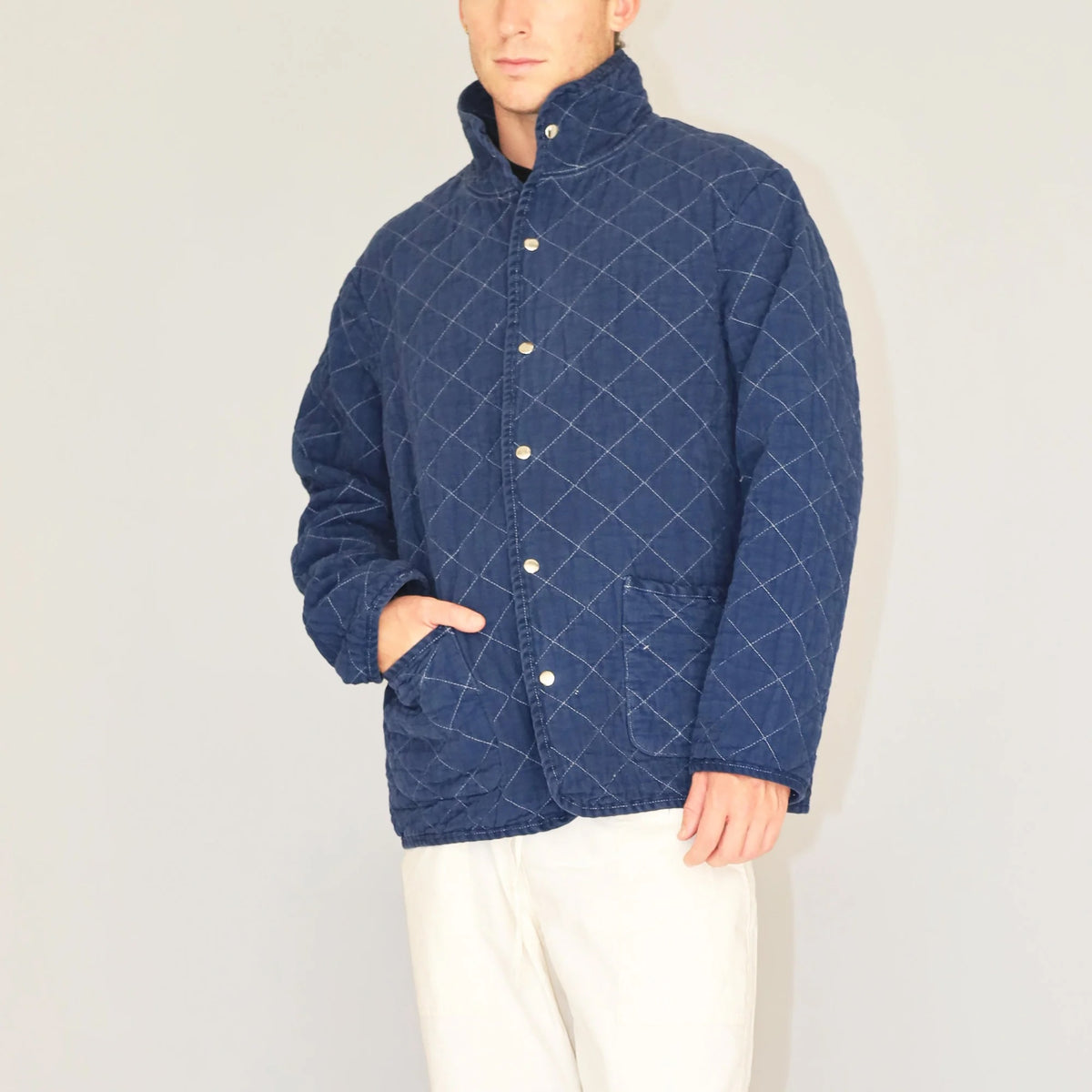 Quilted Snap Jacket - Navy