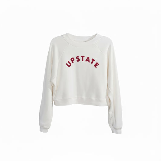 Women's Upstate Arch Crop Crewneck - Vintage White/Wine