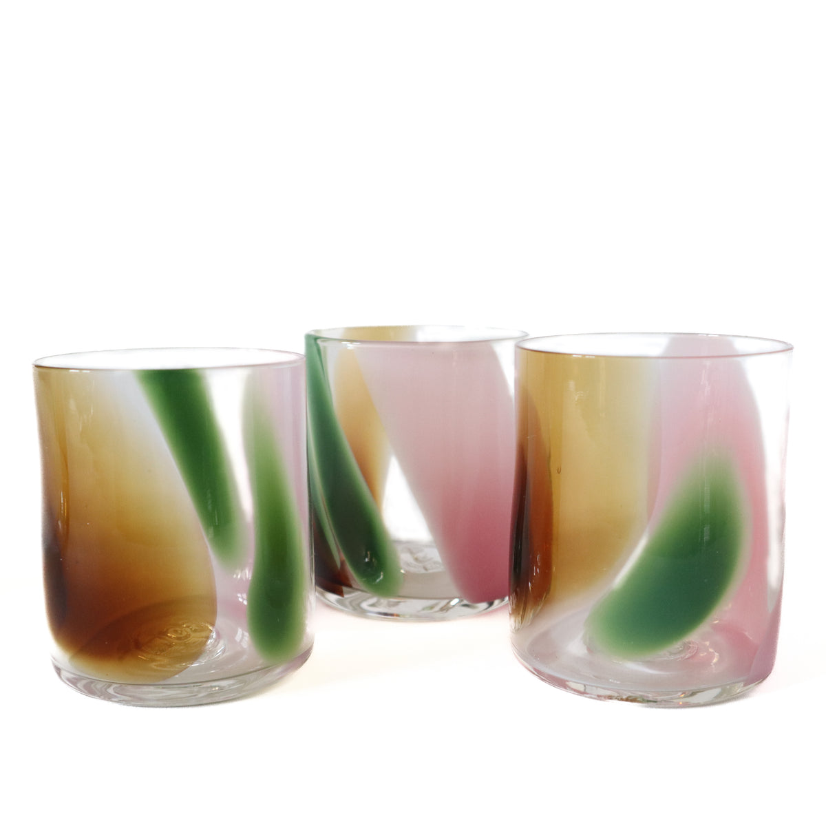 British Racing Green, Pink and Amber Color Splash Cup