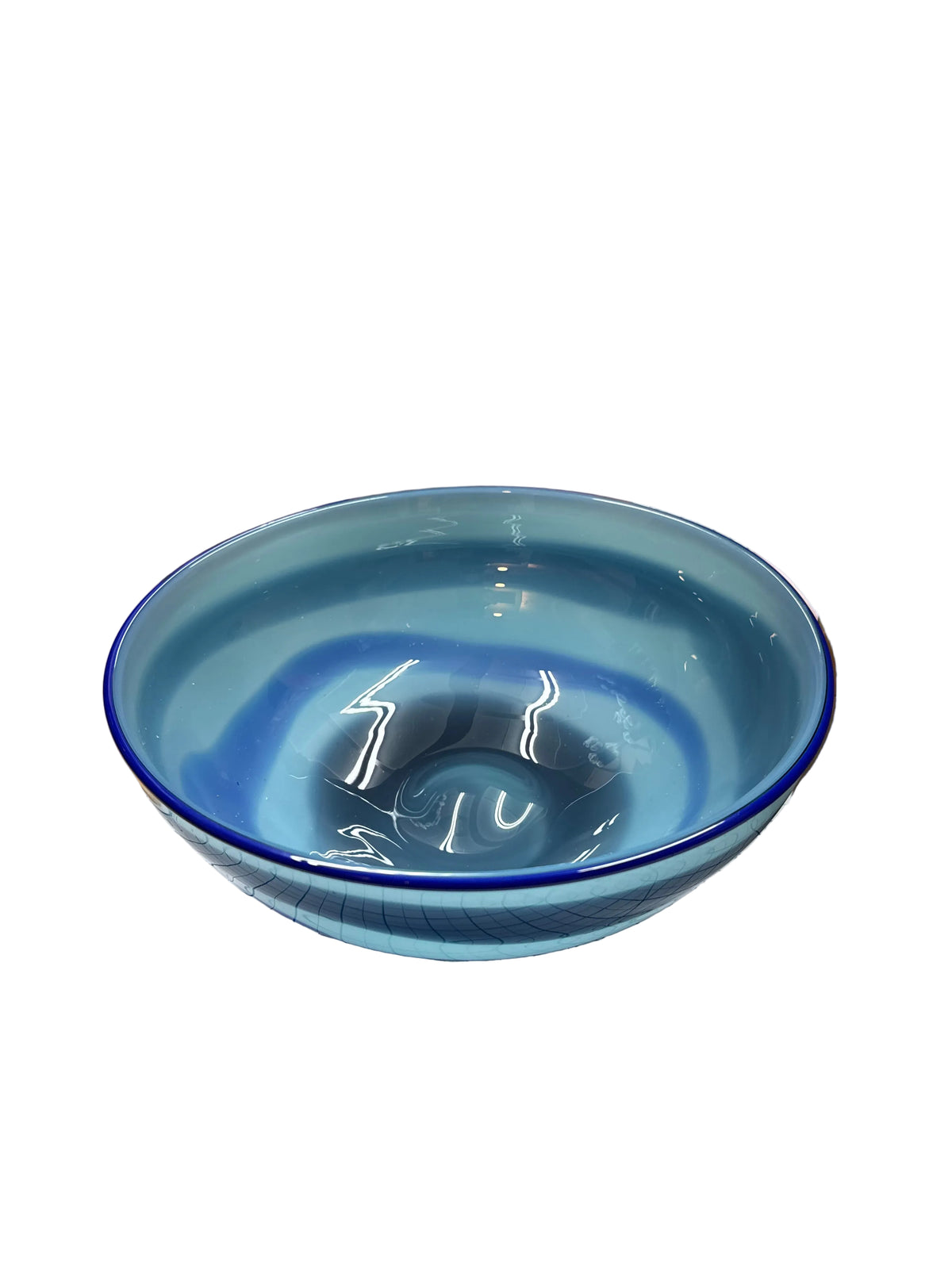 Mint with Opaque Blue and Steel Blue Color Splash Bowl