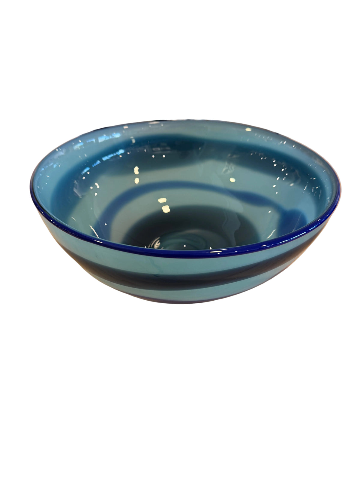 Mint with Opaque Blue and Steel Blue Color Splash Bowl