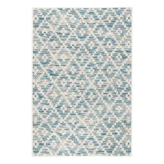 Melange Diamond Machine Washable Rug - Blue