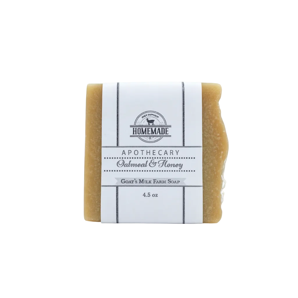 Bar of soap with a white label on a white background