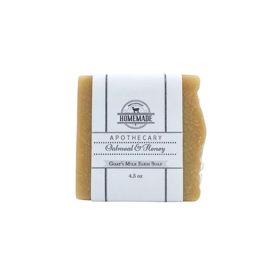 Bar of soap with a white label on a white background