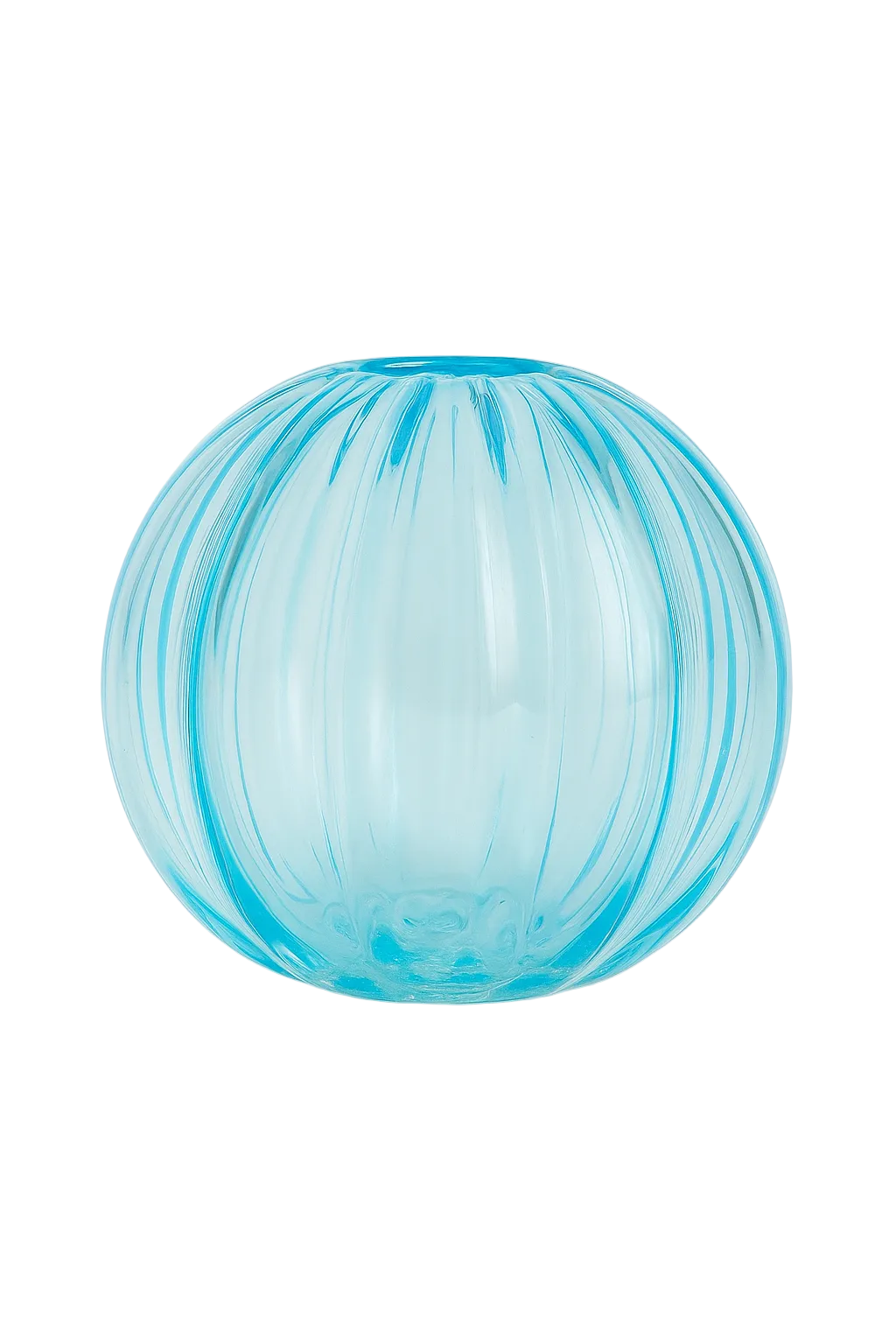 Turquoise glass sphere on a white background