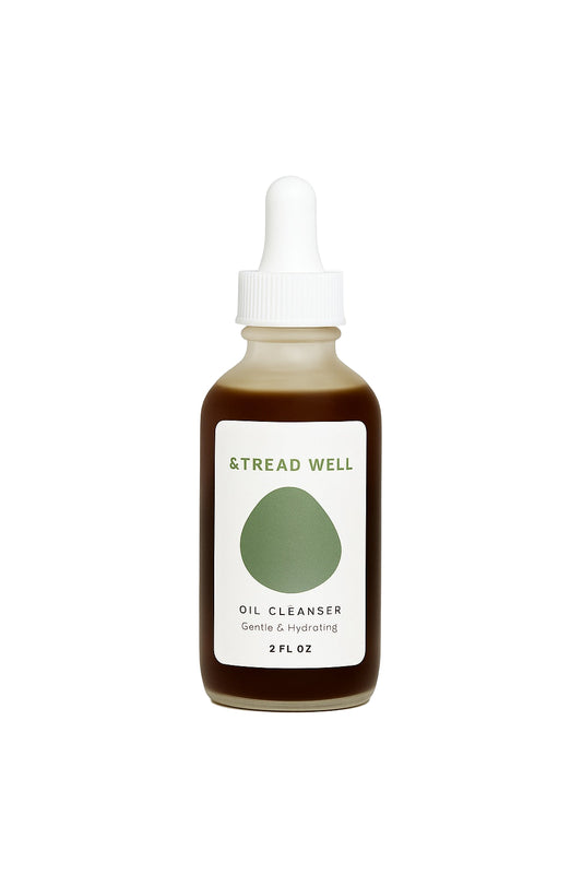 Bottle of Tread Well oil cleanser on a white background