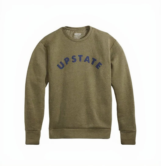 Green sweatshirt with 'UPSTATE' text on a gray background