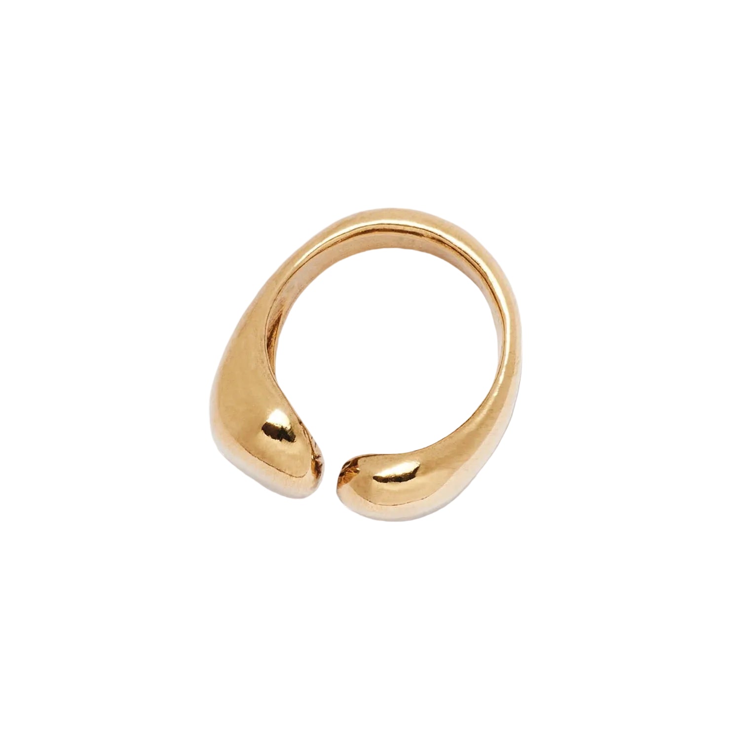 Gold ring with a unique design on a white background